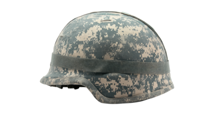 Military helmet on a white transparent background