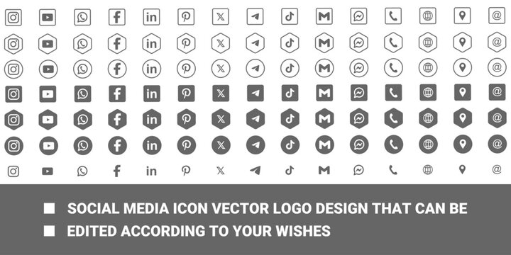 icon social media pinterest, instagram, web, telegram, messenger, tiktok, fecebook, in, x, gmail, email, telephone, whatsapp, location