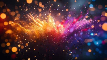 Abstract Background with Glittering Dust and Bokeh Lights