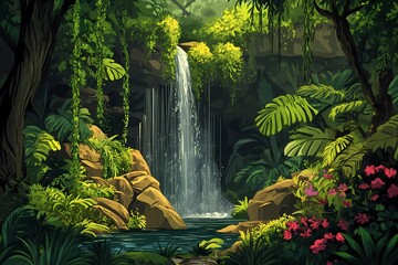 Tranquil Jungle Waterfall