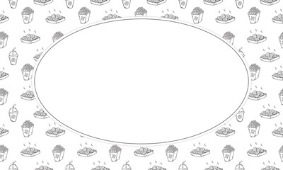 food and beverage frame in doodle style frame background