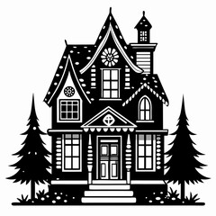 Fototapeta premium Christmas House Vector silhouette Svg