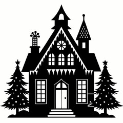 Christmas House  Vector silhouette Svg