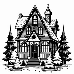 Christmas House  Vector silhouette Svg