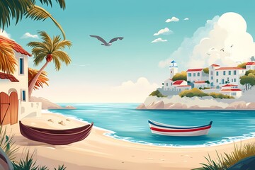 Obraz premium Mediterranean Village by the Sea