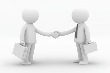 Two Businessmen Shaking Hands With Briefcases