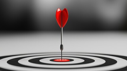 Dart hitting a red target on a white background