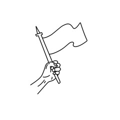 line art of hands holding flag