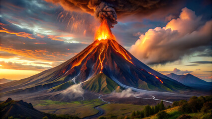 A big mountain that contains volcano that  erupted