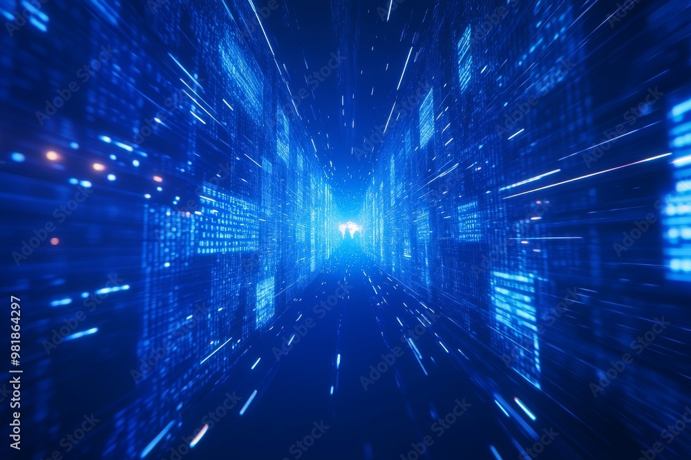 Aufkleber digital tunnel of data flow