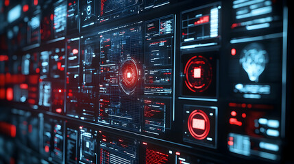 Obraz premium 3D Artificial Intelligence Election Analyst: Close-Up of AI Interface Analyzing Election Data with Real-Time Predictions on Multiple Screens - Advanced Political Forecasting Insights