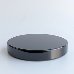 Round black glass or glossy plastic display podium or pedestal