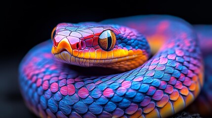 Fototapeta premium Vibrant Colorful Snake Close-Up Generative AI