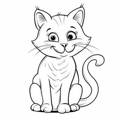 Obraz premium coloring page for kids, cat, cartoon style, thick line,low detail, no shading
