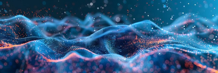 Abstract background with stars. Light waves. Futuristic background with waves in space.