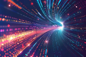 Obraz premium Space. Big Data for Presentation and Analytical Information. Abstract background with lights and waves. Futuristic issustration