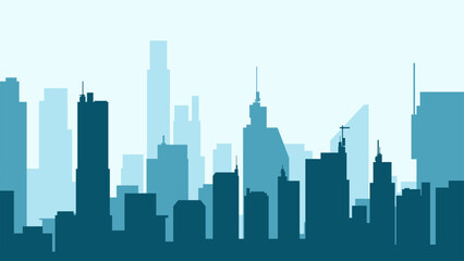 Fototapeta premium Landscape illustration of cityscape and skyline buildings