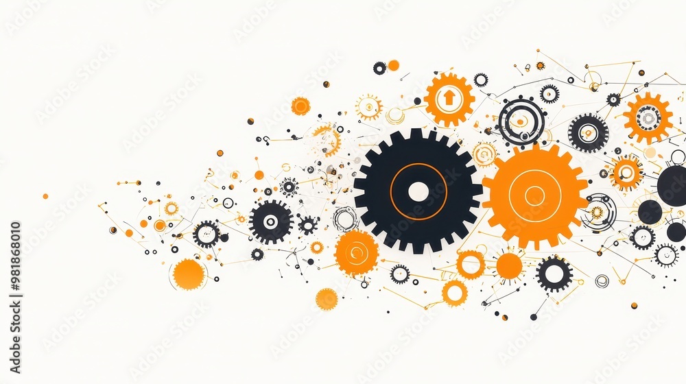 Poster abstract gears connected in network business teamwork and collaboration concept