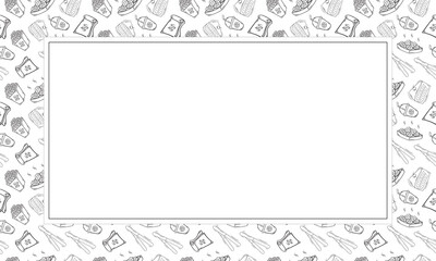 food and beverage frame in doodle style frame background