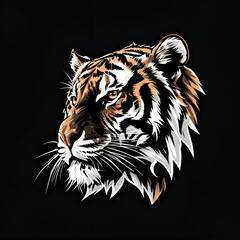 Obraz premium A logo outline of a cool tiger on a black background