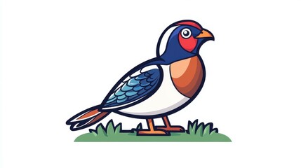 Vibrant cartoonstyle pheasant illustration perfect for tshirts and digital designs, bringing fun to your projects