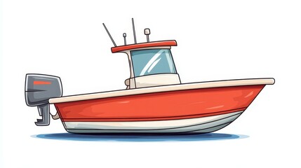 Naklejka premium A charming boat illustration in a whimsical engraved style, blending modern flat design with playful textures.