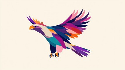 Obraz premium Vibrant eagle soaring high, a perfect blend of nature and art. Ideal for wildlife and freedomthemed designs.