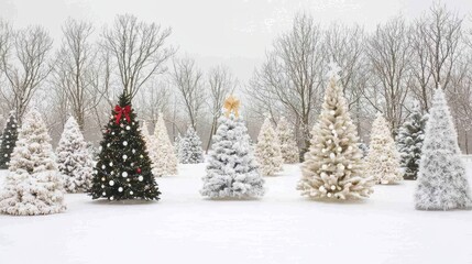 Fototapeta premium Christmas Trees in a Snowy Forest