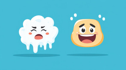 Naklejka premium A colorful cartoonstyle illustration blending a vomiting emoji, a sick face, and an illness symbol for a modern touch.