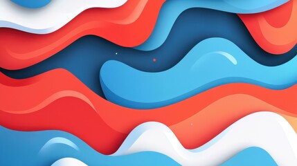 Vibrant abstract layout in blue and red, featuring modern flat illustrations with cartoon textures for a fresh visual appeal.