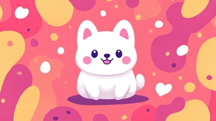 Fototapeta premium A playful baby dog card featuring vibrant colors and playful line art, perfect for kids art projects or stickers.