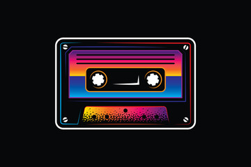 Obraz premium Audio cassette. Original vector illustration in vintage style. T-shirt design.
