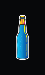 A bottle of sparkling water. Original vector illustration in vintage style.