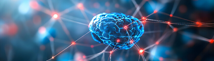 Neuro Linked Campaign Strategy Mapping: A 3D Brain Network Overview of Interconnected Campaign Elements with Data Points on White Background