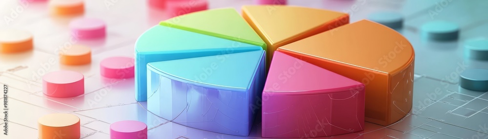 Poster d colorful pie chart business data analysis graph