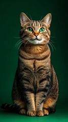Obraz premium Portrait of a tabby cat with green eyes.