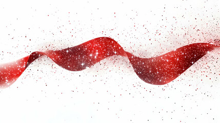3D Ribbon Constellation Vector Graphic: Stars Connecting to Form Red Ribbon Shape with Camera Pan Across Star Field - Isolated Icon on White Background
