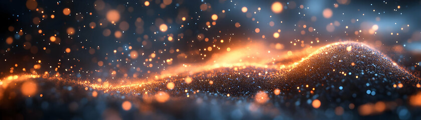 Quantum Voting Particles Concept: Medium Shot of Glowing Particle Votes Behaving Like Quantum Particles, Entangling and Disappearing - Camera Moves Through Field on White Background