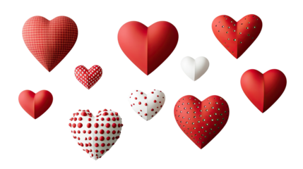 hearts on a white transparent background