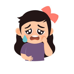 Cute little girl crying illustration