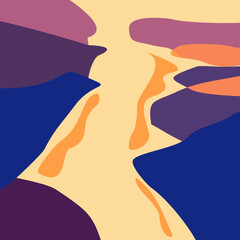 river in the middle of two mountains