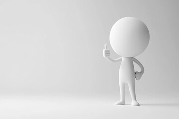 White 3D Character Giving Thumbs Up