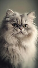 Closeup Portrait of a Grey Persian Cat.