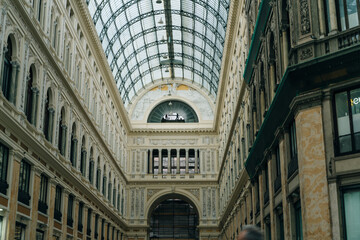 At Naples - Italy - 2 may 2024 - Iron glass ceiling of Umberto I gallery at Naples, Italy