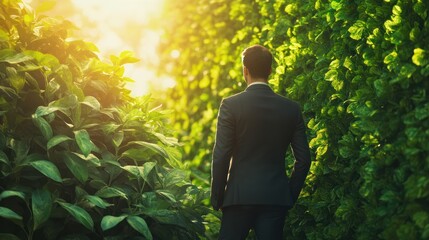 Green economy growth concept with businessman