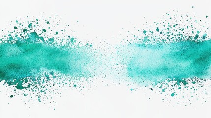 Fototapeta premium Abstract Watercolor Background Blue Green Splashes and Splatters on White Paper