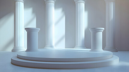 3D Soft Focus Debate Podiums Concept: Empty Podiums in Medium Shot Highlighting Political Discourse Anticipation with Subtle Lighting