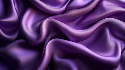 Fototapeta premium Purple Silk Fabric Draped in Delicate Waves, Soft and Smooth to the Touch