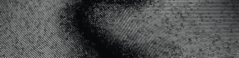 Dark gradient halftone dots grunge wide background
