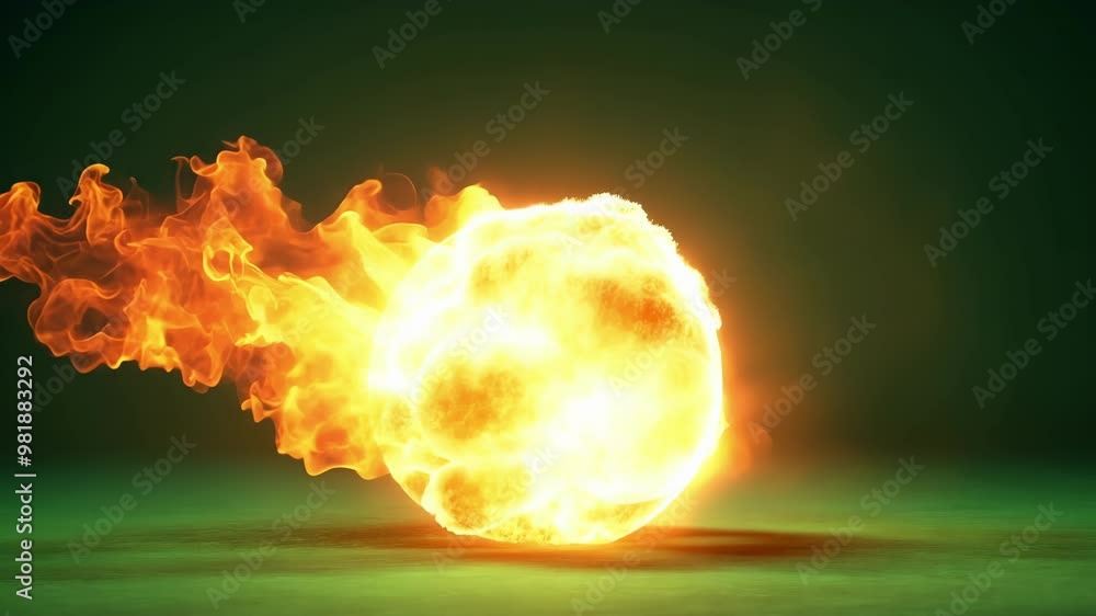 Poster burning planet is exploding on a green screen background, perfect for compositing into your video pr